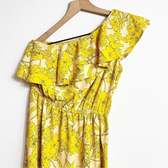 CUPSHE YELLOW FLORAL PRINT ONE  SHOULDER WOMEN SUMMER DRESS SIZE XS BRAND NEW - Picture 4 of 11